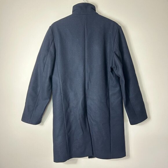 ZARA Navy Hidden Buttons Wool Blend Pea Coat Size M - Picture 6 of 7